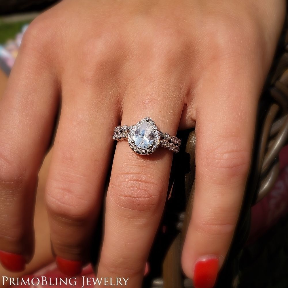 Pear Shape Marquise Cut Wedding Ring Set